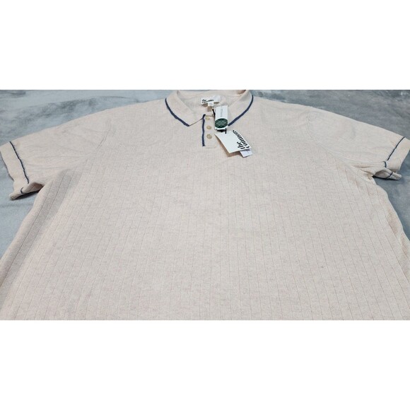 The Commons Men's XXL Light Pink Ribbed Contrast Stitch Sweater Polo Shirt NWT - Picture 2 of 11